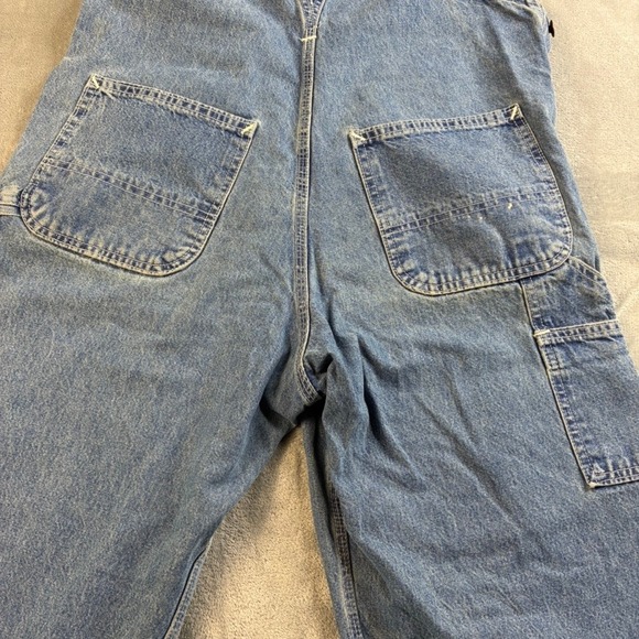 Carhartt Vintage Bibs Denim Carpenter Overalls Blue Wide Leg Men 34x26 47" Total - Picture 15 of 16
